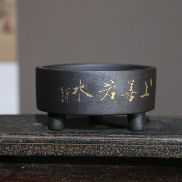 Lisslune | Handmade Yixing purple clay succulent pot - Chic three-legged bonsai pot for elegant indoor spaces