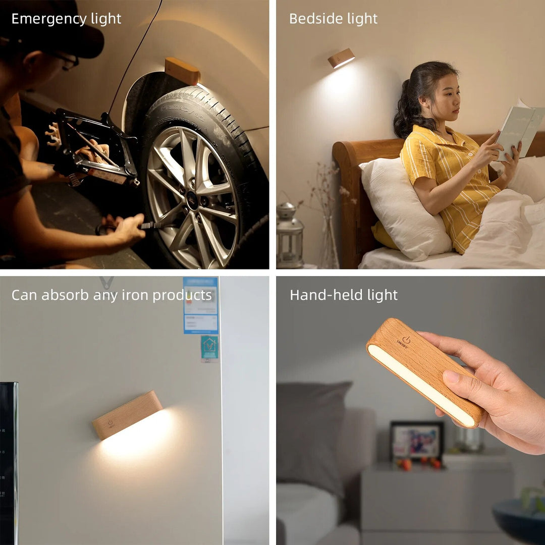 Lisslune | Rotatable Magnetic Wooden Rechargeable LED Night Lamp