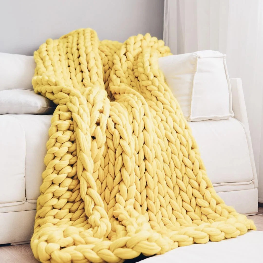 Lisslune | Chunky Knit Blanket – Cozy Wool Blanket for Every Room – Soft & Warm – Perfect for Sofa and Bed
