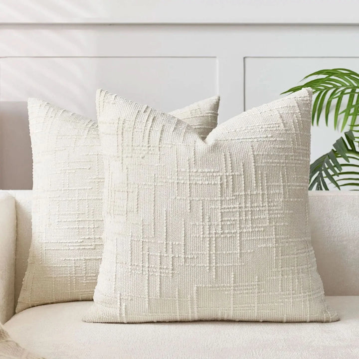 Lisslune | Chenille Throw Pillow Cover Bamboo Texture Solid Color