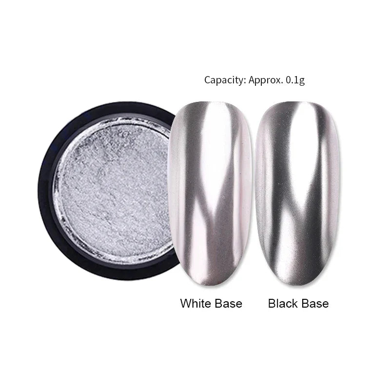 Rynx | Aurora Pearl White Nails Glitter Dust Chrome Gradient Rubbing on Powder Mirror Reflective Magnetic Pigment Nail Art Decorations