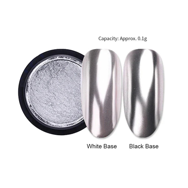 Rynx | Aurora Pearl White Nails Glitter Dust Chrome Gradient Rubbing on Powder Mirror Reflective Magnetic Pigment Nail Art Decorations