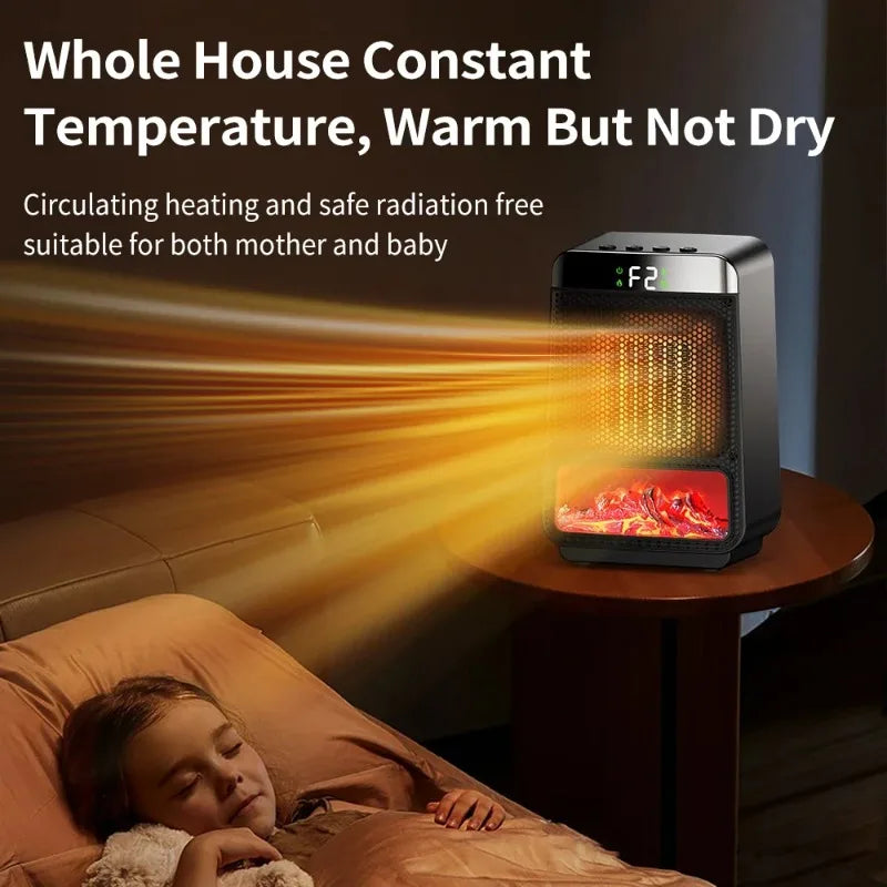 Lisslune | 3D Dynamic Flame Electric Heater | 1500W Portable, ECO-Friendly & Fast Heating for Bathroom and Home Use