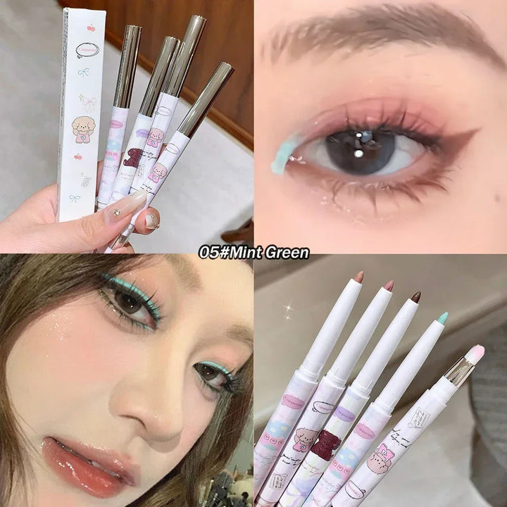 Rynx | Double Head Eyeliner Aegyo-sal Colored Eyeliner Gel Pencil Quick Drying Lying Silkworm Eyeliner Pencil Tea Brown Eyeshadow Makeup