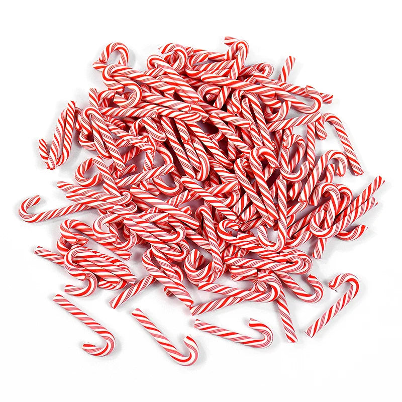 Rynx 10/30/50pcs Mini Candy Canes Christmas Decoration Red White Resin Sweet DIY Craft Xmas Pendant Navidad Home Decoration 2025 New Year