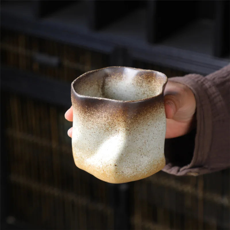 Lisslune | Irregular twisted shape cup 9.47 ounces/280 ml ceramic coffee tea cup without handle polychromatic creative ceramic mugs coffee mugs retro