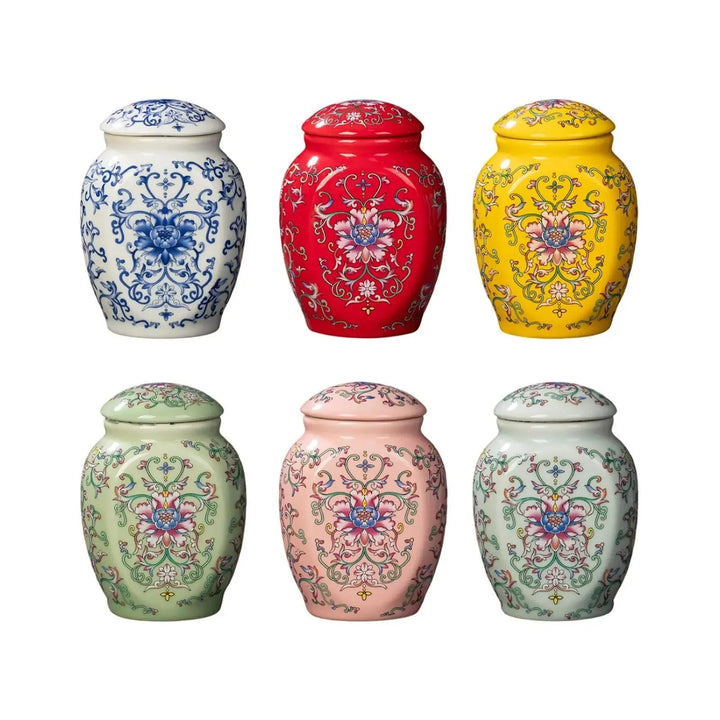 Lisslune | Hand-painted porcelain flower vase - Stylish tea storage and home accessory