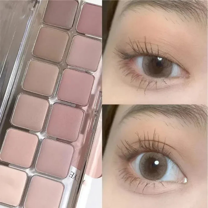 Rynx | Cool Tones Eyeshadow Low Saturation Matte Eyeshadow Palette Nude Pure Color Eye Pigment Korean 12 Colors Makeup Products