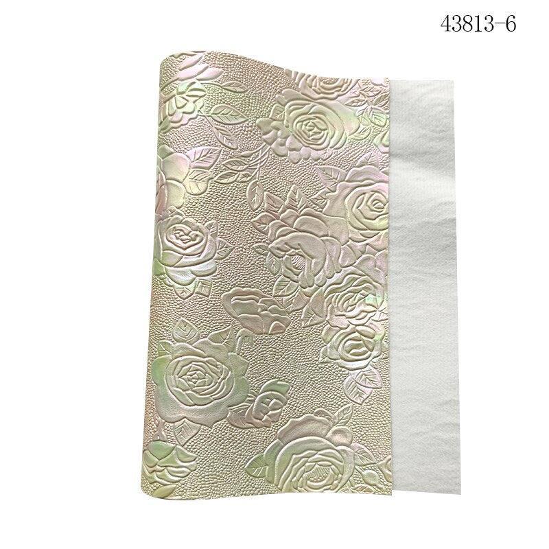 Lisslune | Elegant Rose Embossed Synthetic Leather Craft Sheets for Creative Projects