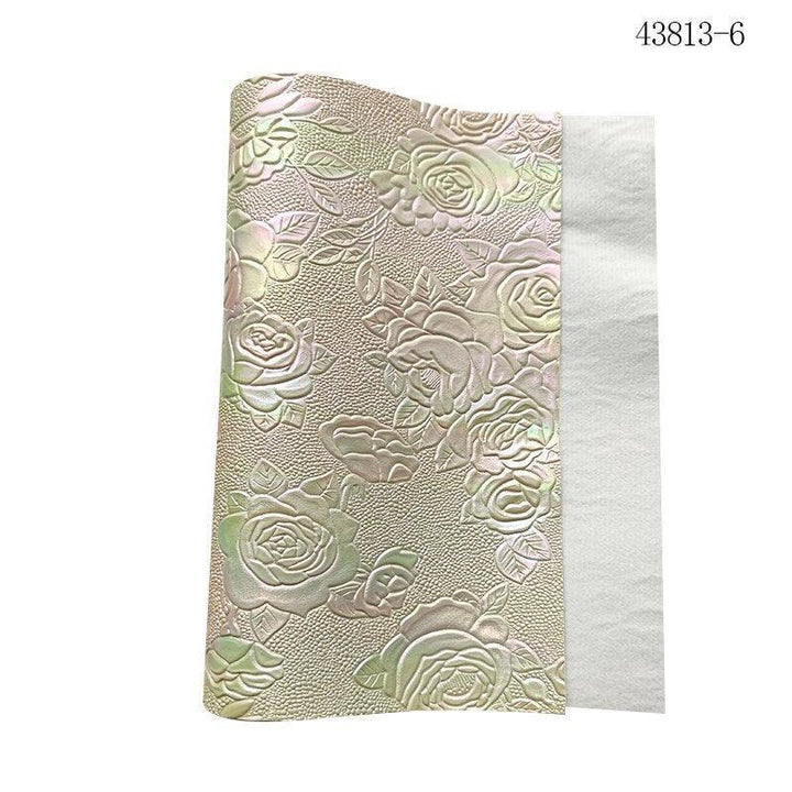 Lisslune | Elegant Rose Embossed Synthetic Leather Craft Sheets for Creative Projects