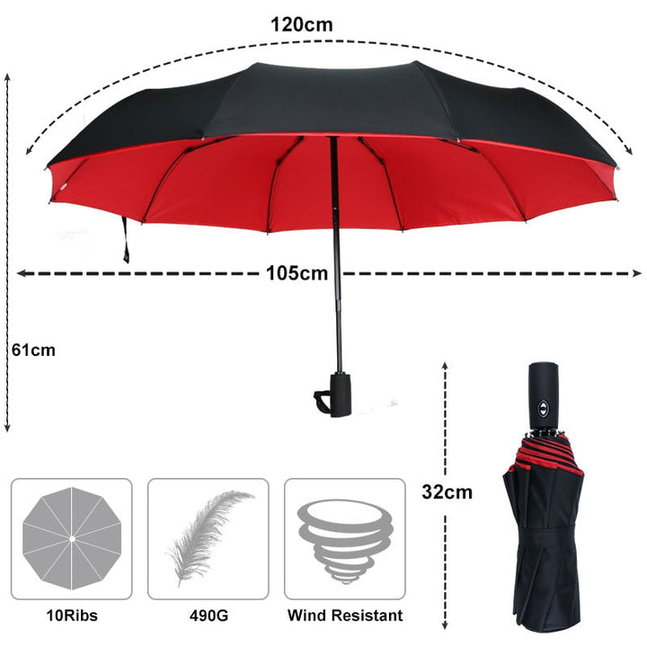 Lisslune | StormShield Automatic Umbrella – Windproof Storm Umbrella with Reversed Closing Mechanism