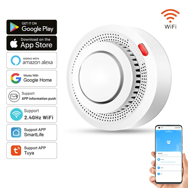 Lisslune | Smart WiFi Smoke Detector Fire Alarm 85dB – SafeSense