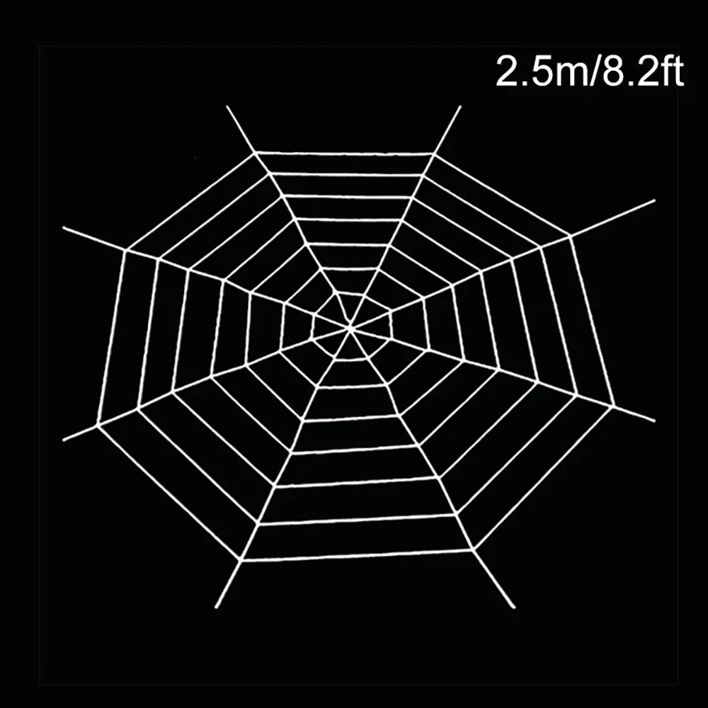 Rynx | 1.5/2.5 m Giant Spider Web Halloween Decorations, White Black Spider Web for Home, Large Horror Stretchable Spider Web for Outdoors