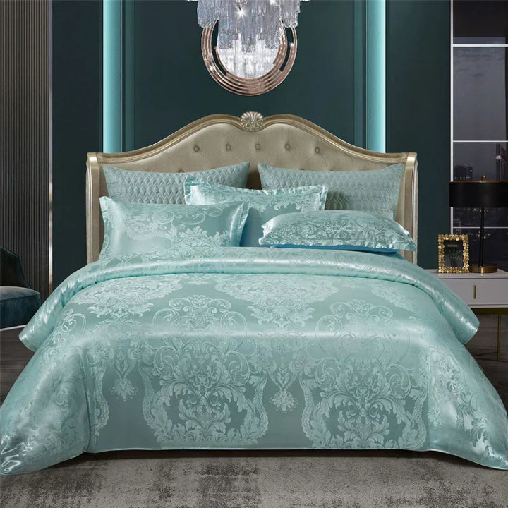 Lisslune | Satin Rayon Jacquard Duvet Cover Set 264x229cm – Luxury Summer Bedding for Comfortable Sleep & Home Décor
