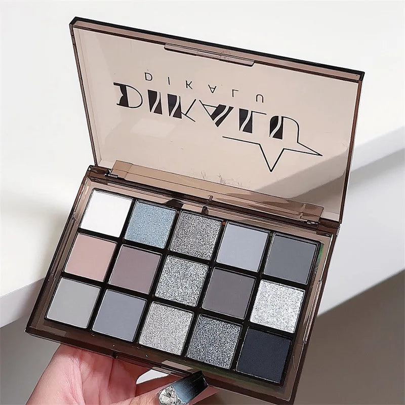 Rynx | 15 Colors Cool Tones Eyeshadow Palette Black Smokey Eye Glitter Eyeshadow Shades Eye Pigments Matte Palette Palette S K4W5