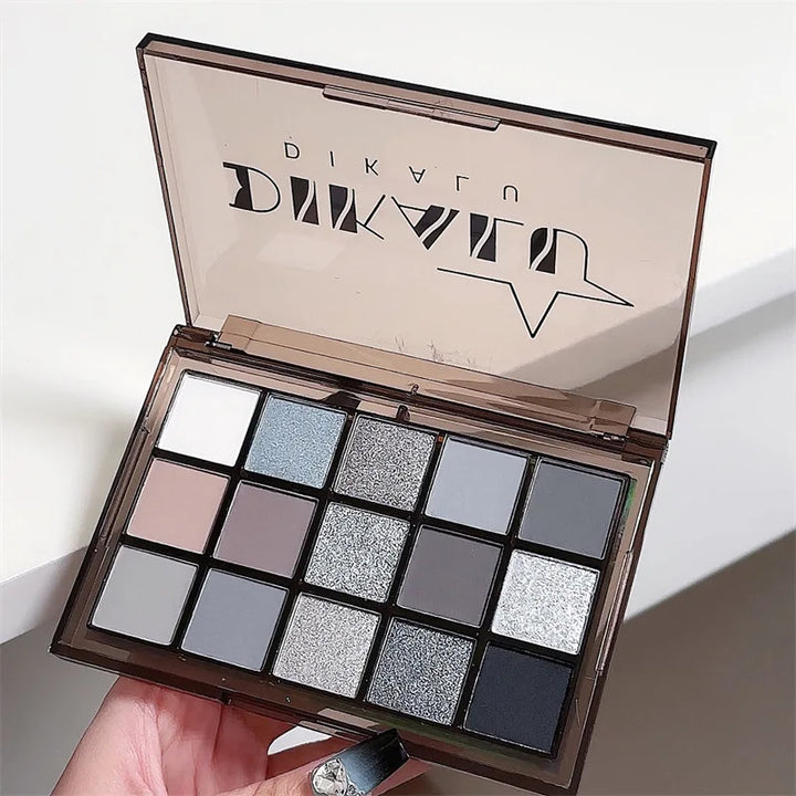 Rynx | 15 Colors Cool Tones Eyeshadow Palette Black Smokey Eye Glitter Eyeshadow Shades Eye Pigments Matte Palette Palette S K4W5