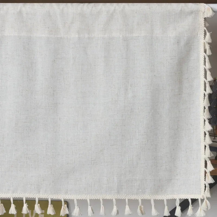 Rynx | Nordic Style Short Curtains for the Kitchen Solid Cotton-Linen Curtain Wine Rack Door Window Small Curtains Wardrobe Curtain