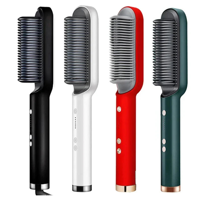 Lisslune | Hair Straightening Brush UK – 2-in-1 Thermal Comb Straightener & Curler with Adjustable Heat & Tourmaline Technology