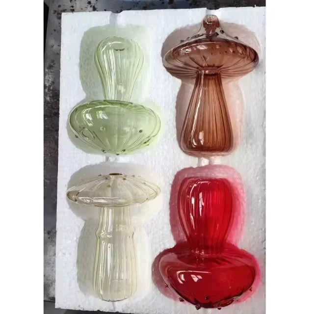 Rynx | Colorful Mushroom Vase Plant Glass Plant Bud Vase Decoration Home Glass Aromatherapy Vase Living Room Dining Room Desk