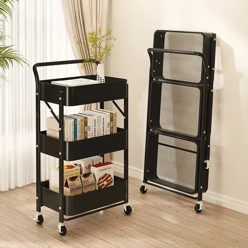 Rynx | Trolley storage shelf multi-layer standing vegetable organizer household movable and foldable small cart storage shelf