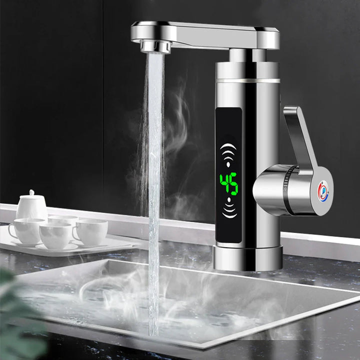 Lisslune | ThermoFlow 3000W Instant Heating Kitchen Tap with 360° Rotating Spout – Stainless Steel & Energy Efficient