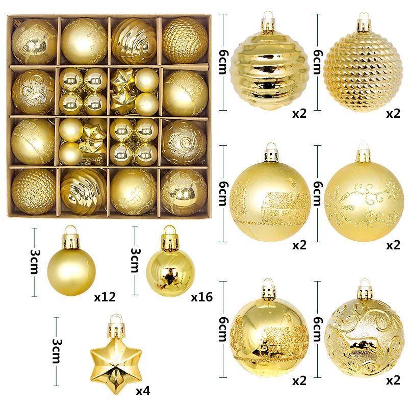 Rynx Christmas Ball Ornament Set Large Christmas Tree Hanging Decoration Snowflake Merry Christmas Decoration for Home 2025 New Year Party Gift