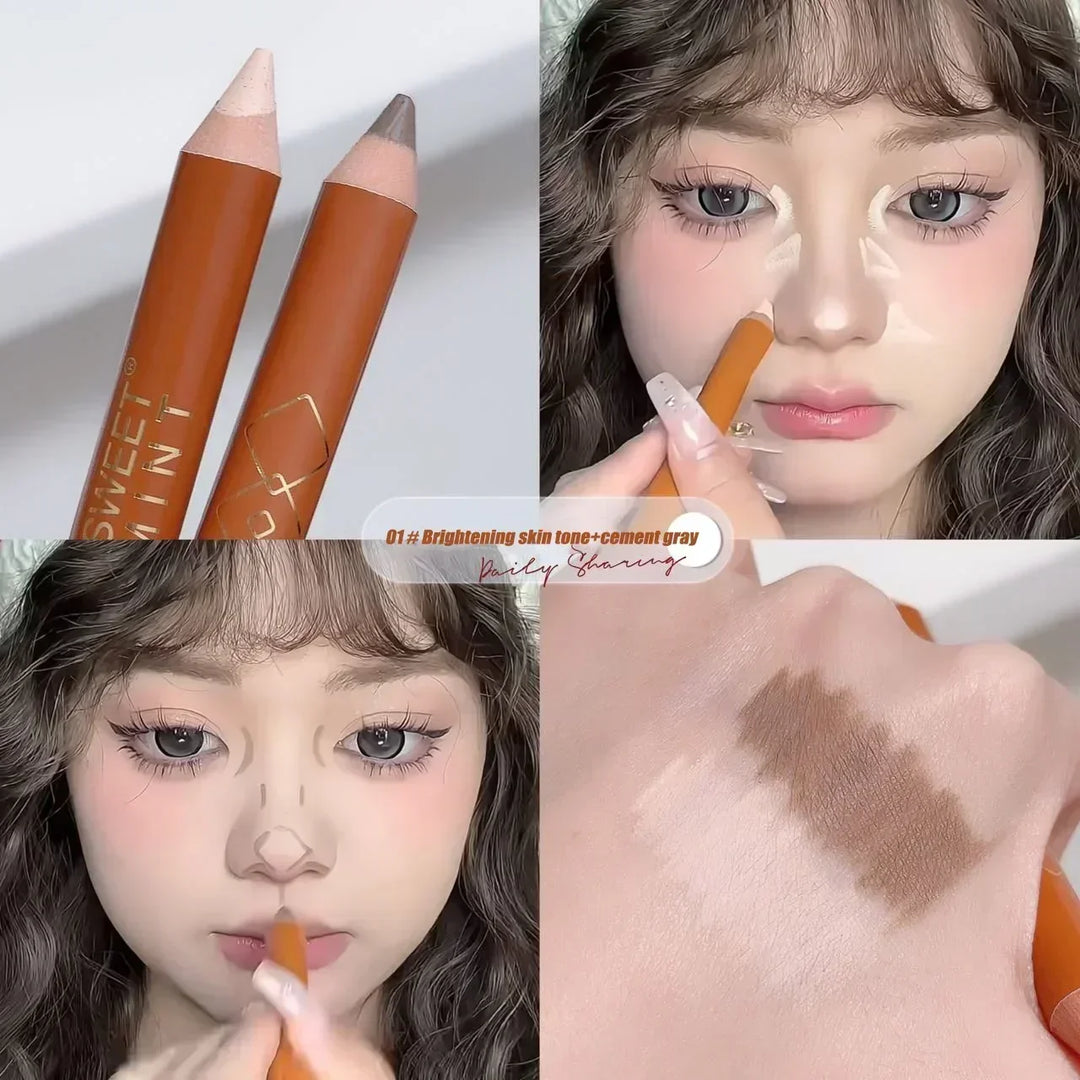 Rynx | Double-sided contour pencil Face brightening concealer Nose shadow Sculpting Natural 3D highlighter shadow pencil Korean makeup