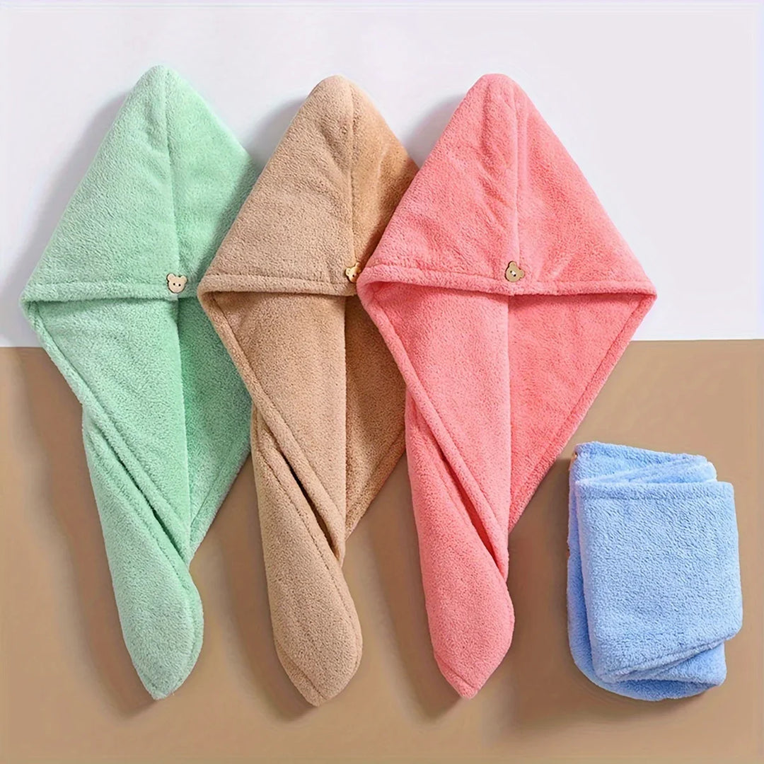 Rynx 1pc Quick-drying Hair Cap for Women Absorbent Coral Sponge Shower Cap with Thickened Towel for Drying and Wrapping Hair
