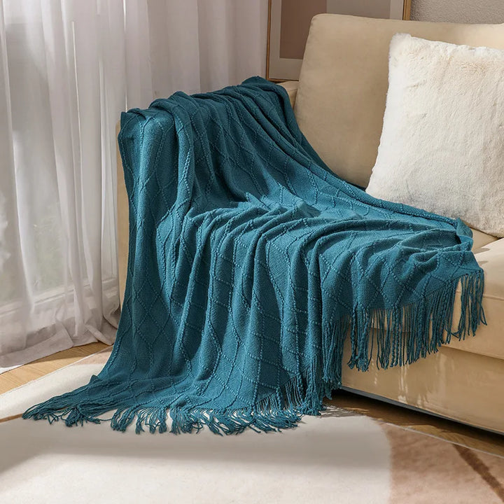 Lisslune | purple diamond knit blanket