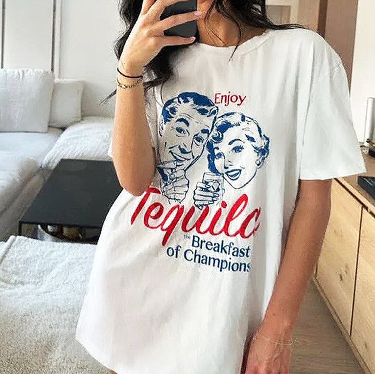 Lisslune | Tequila Retro Print T-Shirts