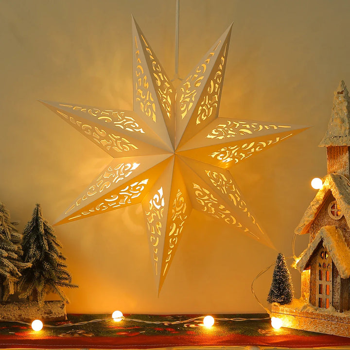 Rynx Hollow Star Hanging Pendant Ramadan Decoration 2024 for Home Navidad Natal Noël Gifts Christmas Ornaments New Year 2025