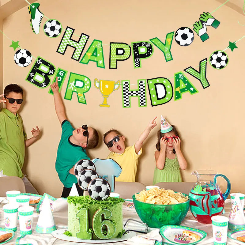 Rynx Football Theme Party Happy Birthday Banner Garland Children Boy Football Birthday Decorations Favorites Cupcake Toppers Flags Accessories