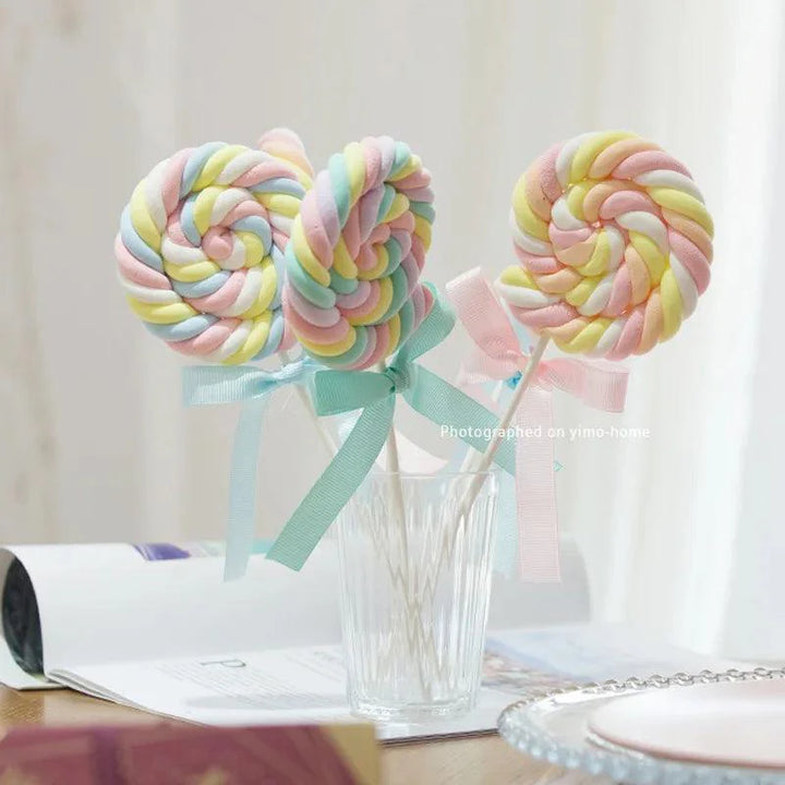 Lisslune | Charming Synthetic Cotton Candy Lollipops - Ideal for Sweet Displays, Children's Photography and Wedding Decorations