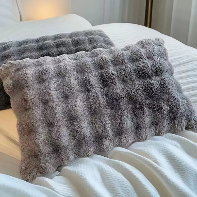 Rynx | Rabbit Plush Pillowcase 48x74cm 2 pcs. Soft Warm Fluffy Reversible Pillowcase Decorative Pillowcase for Beds Home Decoration