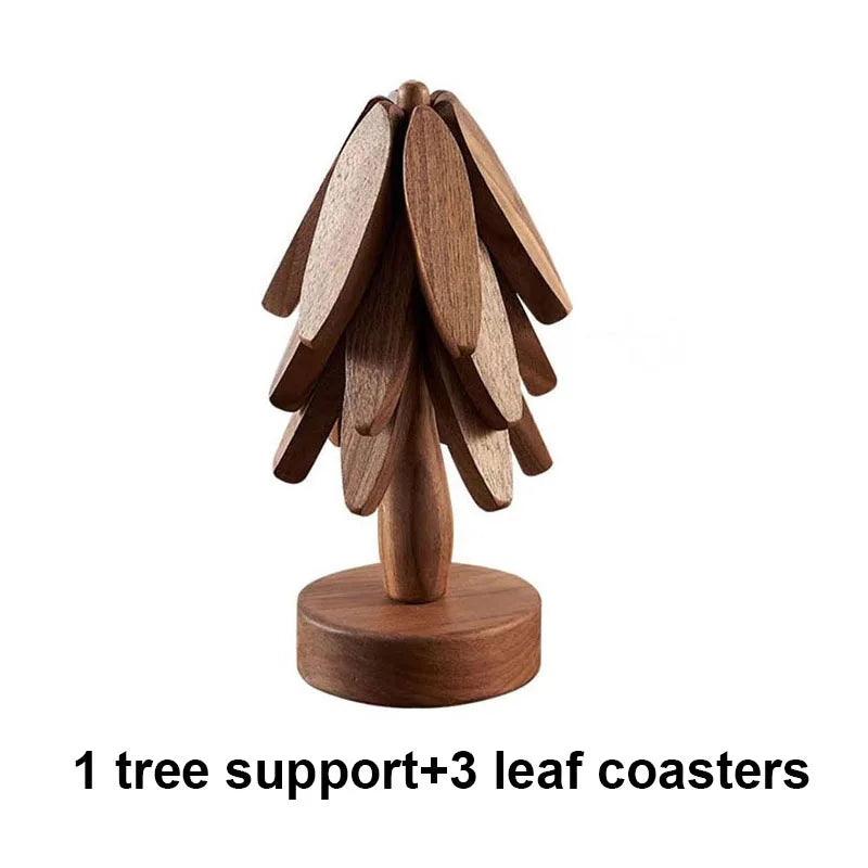 Lisslune | Wooden Tree Heat Resistant Coaster Set