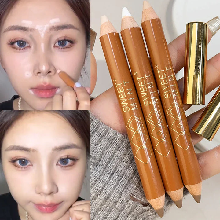 Rynx | Double-ended face highlighter contour stick long-lasting brightening 3D nose shadow sculpting stick concealer corrector stick cosmetics