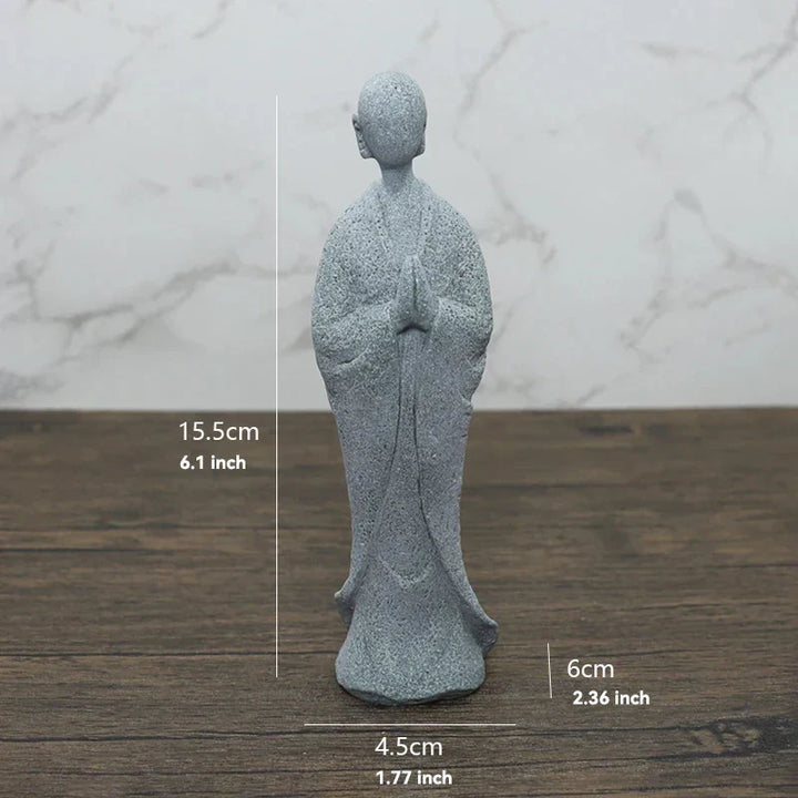 Lisslune | Buddha Stone Statue Small Buddhist Monks Tibetan Buddhism Figures Zen Garden Ornament Meditation Home Aquarium Decoration