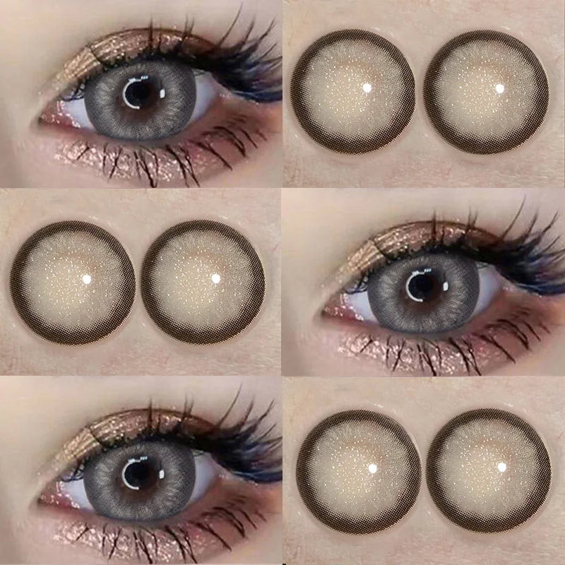 Rynx | 1 Pair Colored Contact Lenses for Eye Color Yearly Natural Amber Gray Lens Cosmetic Soft Glasses Beauty Fashion Pupil with Lenses
