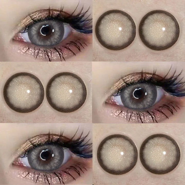 Rynx | 1 Pair Colored Contact Lenses for Eye Color Yearly Natural Amber Gray Lens Cosmetic Soft Glasses Beauty Fashion Pupil with Lenses
