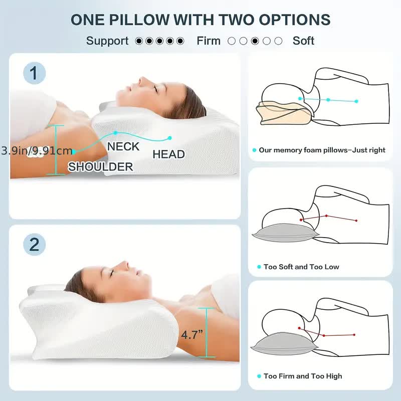 Lisslune | SleepEase Butterfly Memory Foam Pillow – Ergonomic Support for Side and Back Sleepers