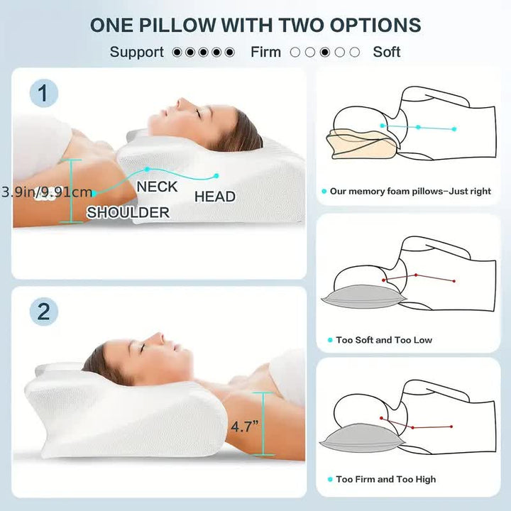 Lisslune | SleepEase Butterfly Memory Foam Pillow – Ergonomic Support for Side and Back Sleepers