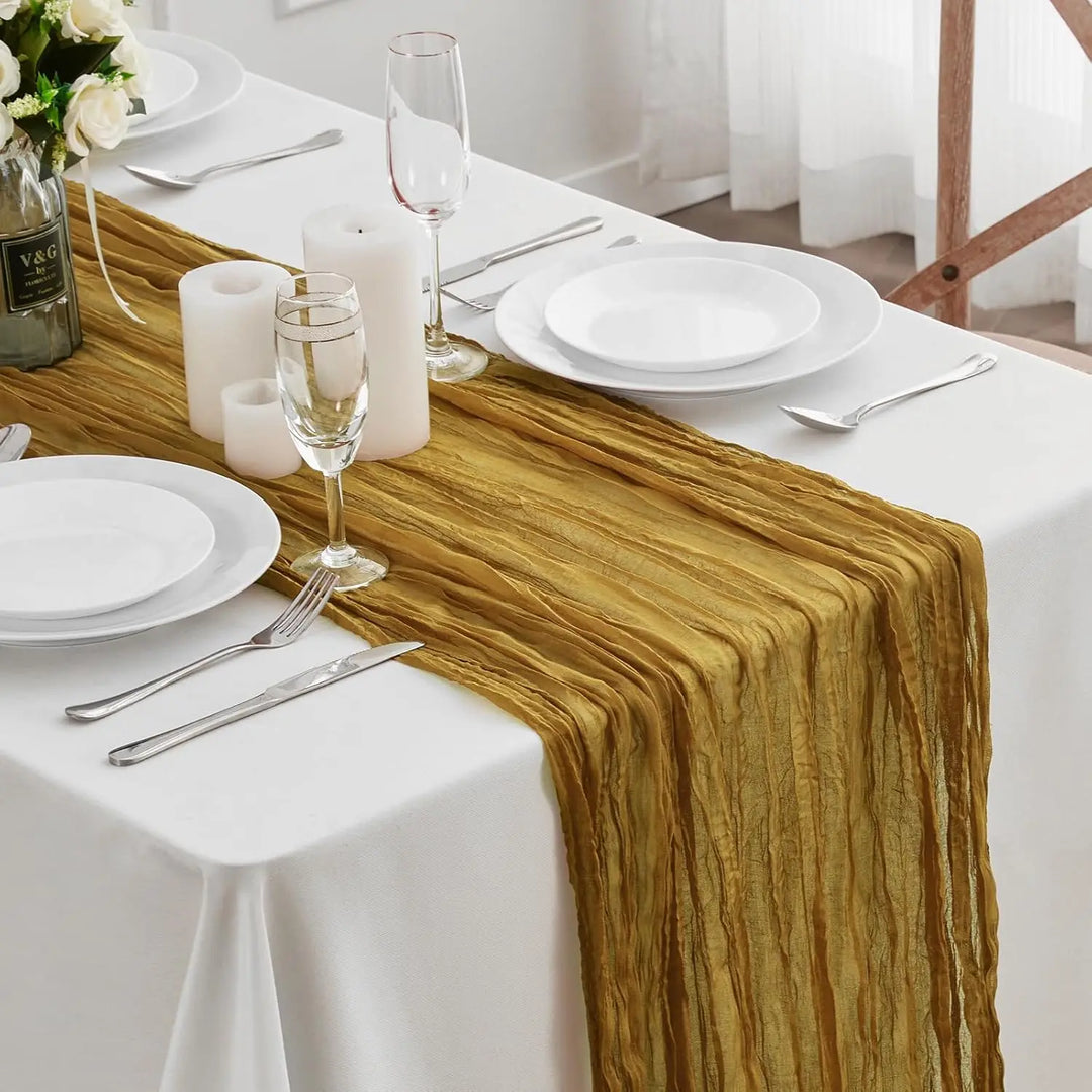 Rynx | Semi-transparent cheesecloth table runner for weddings, sage green Elegant country house decoration, Perfect for birthday parties Banquets arches Cake decor