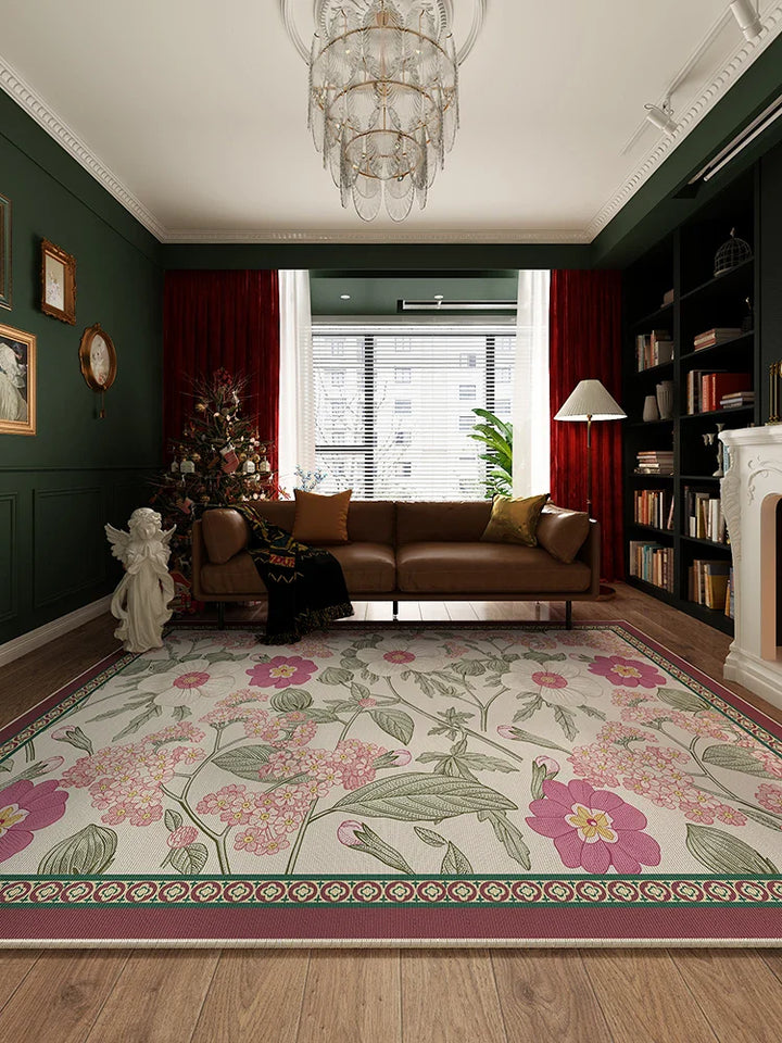 Rynx | American Flower Living Room Rug Vintage Art Bedroom Rug Classic Luxury Flower Oversized Alfombra Space Tapis Wallpaper 러그 carpet