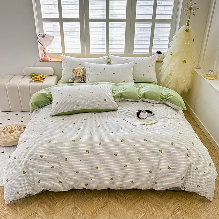 Lisslune | 100% Baumwolle Gedrucktes Bettbezug Set mit Kissenbezügen - Florales Stil Bettwäsche Set, Atmungsaktiv & Hypoallergen, Maschinenwaschbar