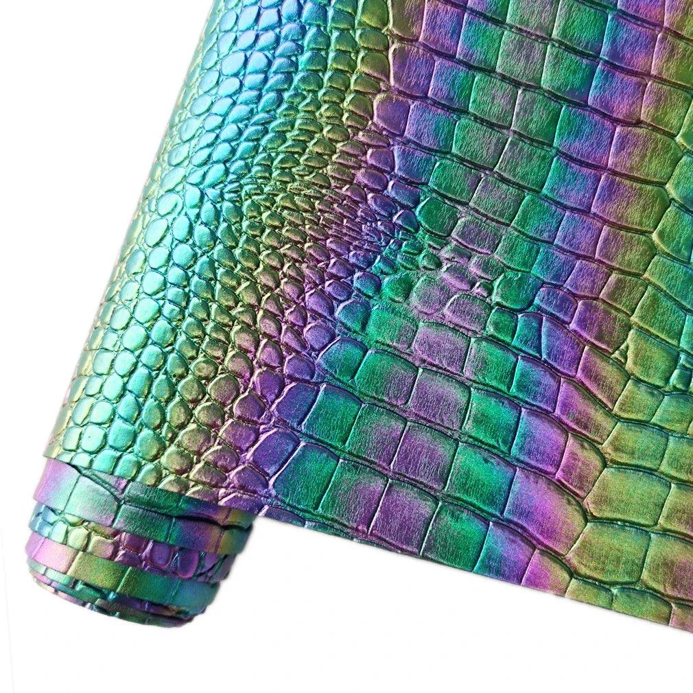 Lisslune | Luxe Iridescent Crocodile PU Leather Craft Roll for Elegant DIY Creations