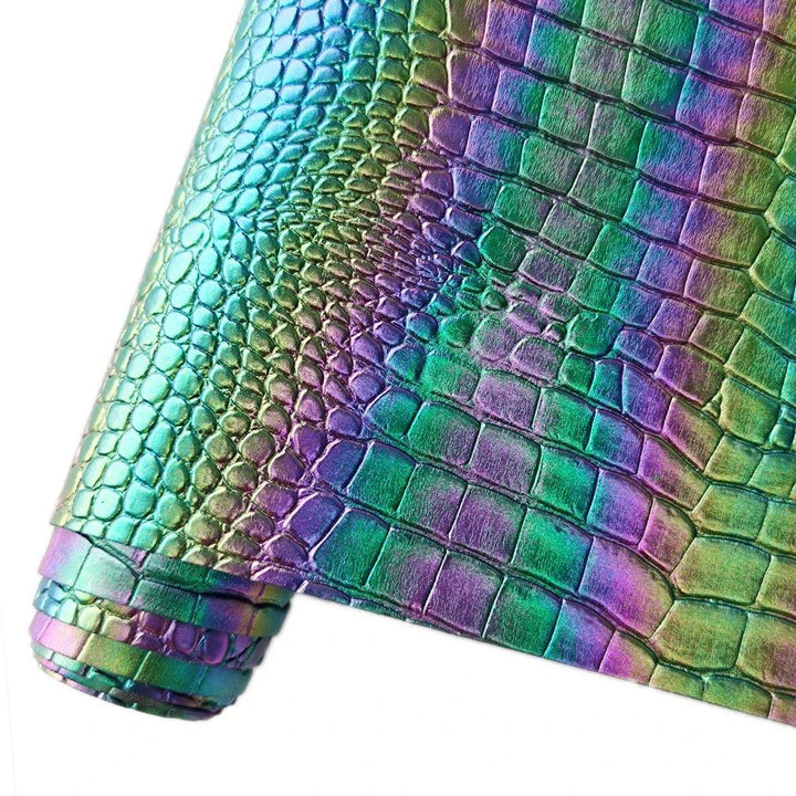 Lisslune | Luxe Iridescent Crocodile PU Leather Craft Roll for Elegant DIY Creations