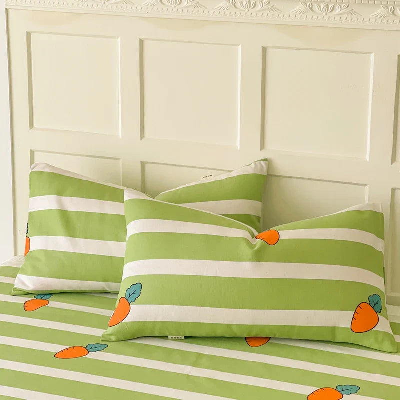 Rynx | 100% Cotton Thickened Pillowcase 48cm*74cm 2 Pieces Beauty Floral Print Pillowcase for Bedroom