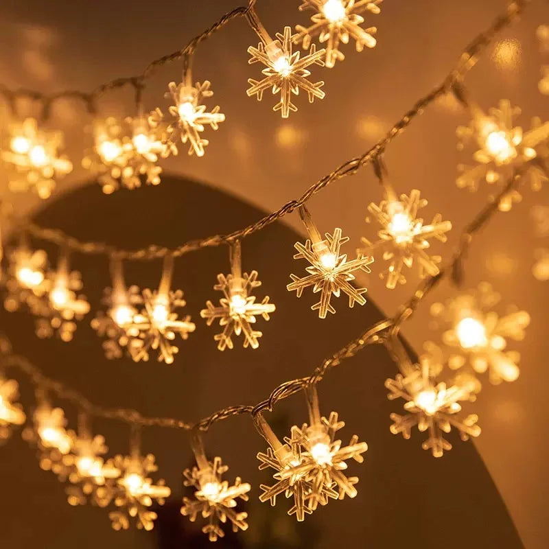 Rynx | 1/3/6M LED Snowflake String Lights Battery/USB Power Copper Wire Garland Light New Year Garden Wedding Living Room Decoration