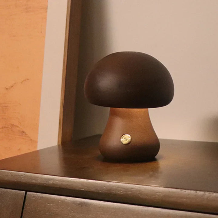 Lisslune | Touch Switch Wooden Mushroom LED Night Lamp