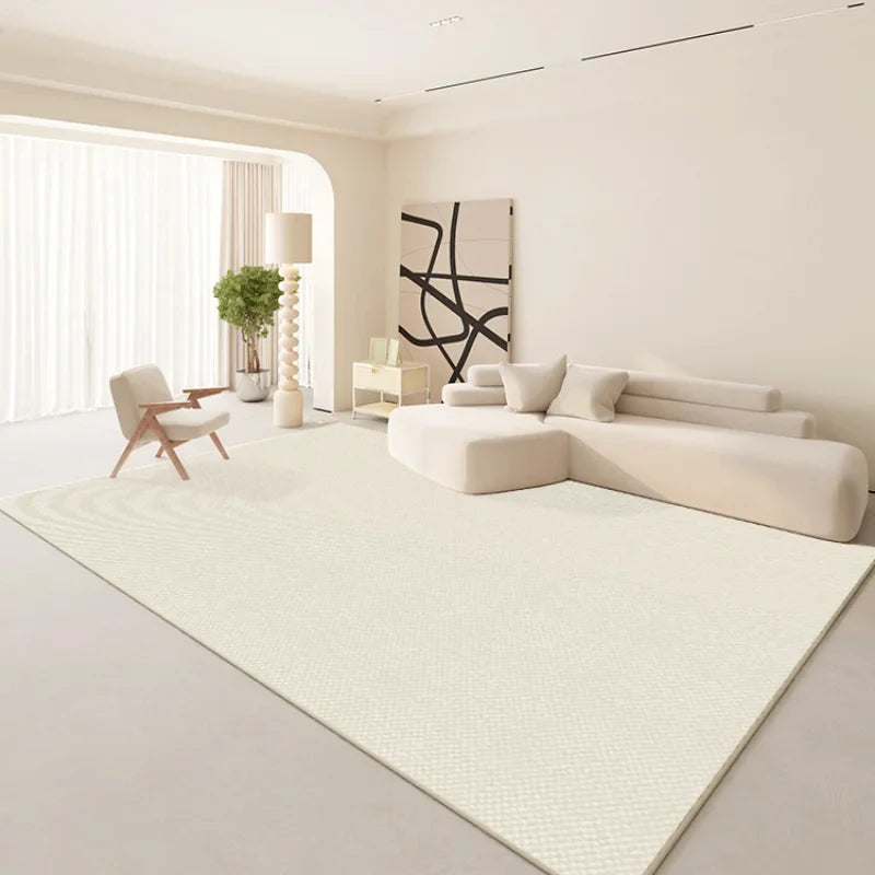 Rynx | Beige Bedroom Carpet Minimalist Solid Color Living Room Carpet Luxury Non-Slip Rug Customized Mats All-Around Carpet